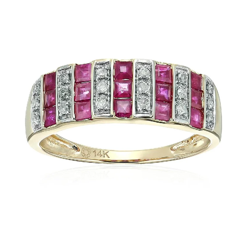 Sienna amethyst ring-14k Yellow Gold Ruby and Diamond Wedding Band, Size 7