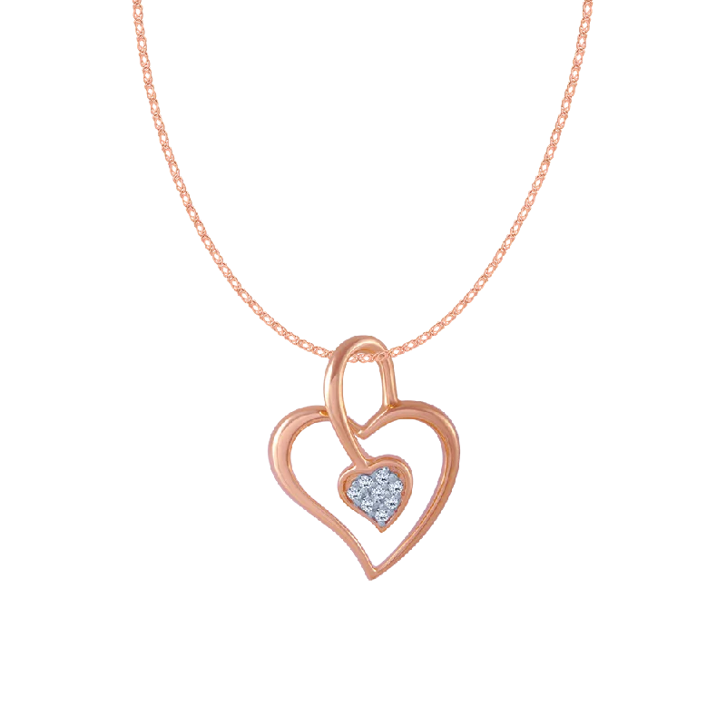 Maple bark necklace-14KT (585) Rose Gold And Diamond Pendant For Women