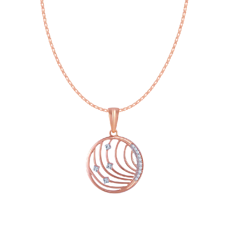 Pitted finish necklace-14KT (585) Rose Gold And Diamond Pendant For Women