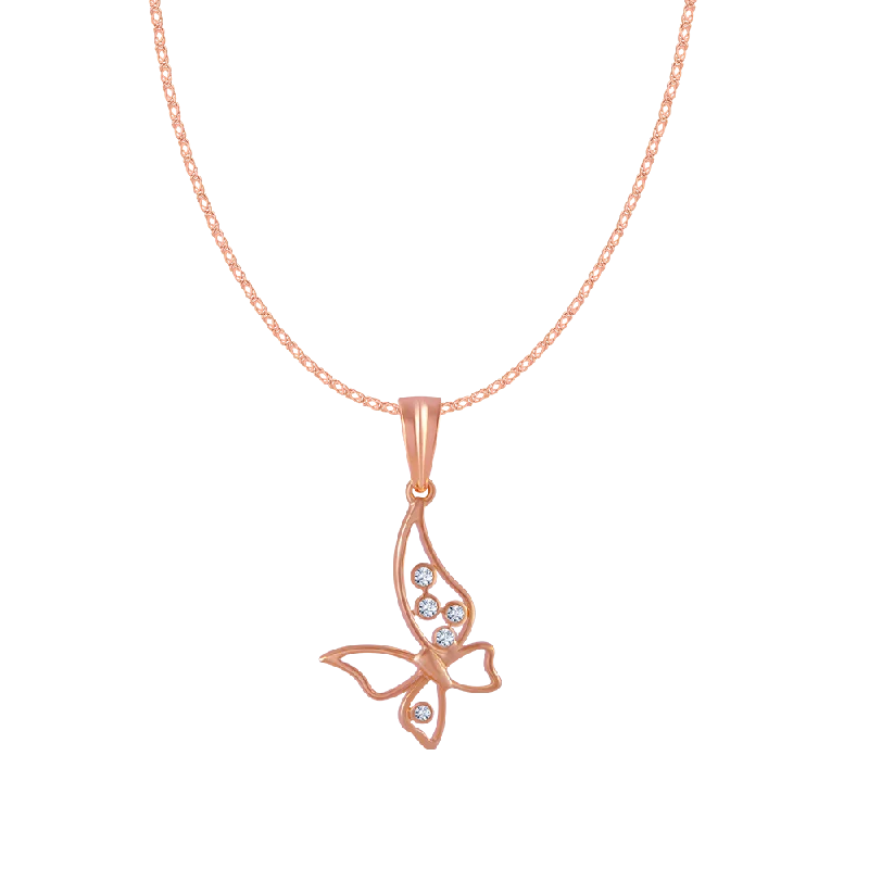 Branch stem necklace-14KT (585) Rose Gold And Diamond Pendant For Women