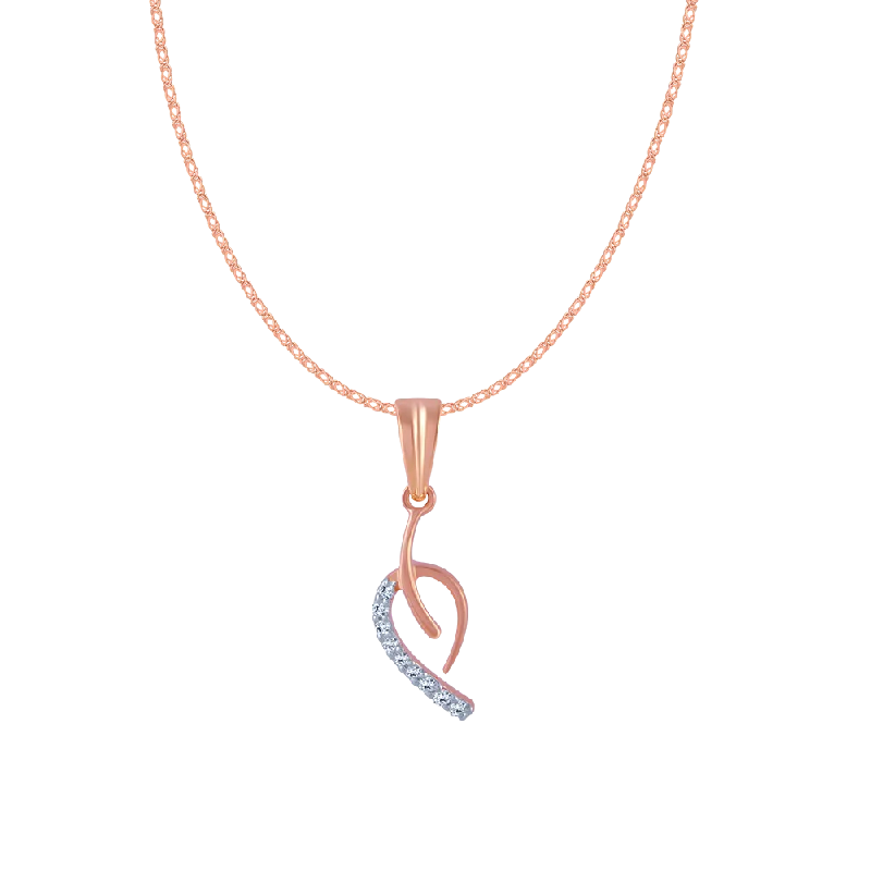 Bent sprig necklace-14KT (585) Rose Gold And Diamond Pendant For Women