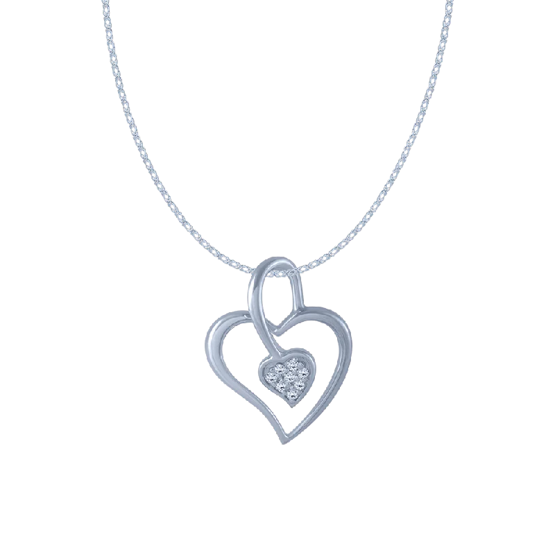 Steel cast necklace-14KT (585) White Gold And Diamond Pendant For Women