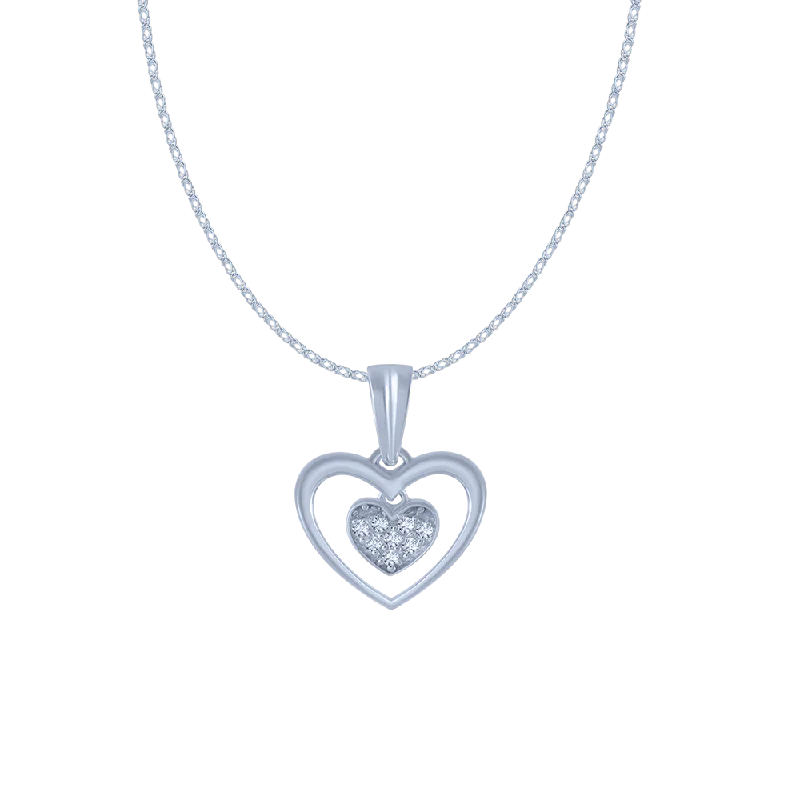 Eroded edge necklace-14KT (585) White Gold And Diamond Pendant For Women