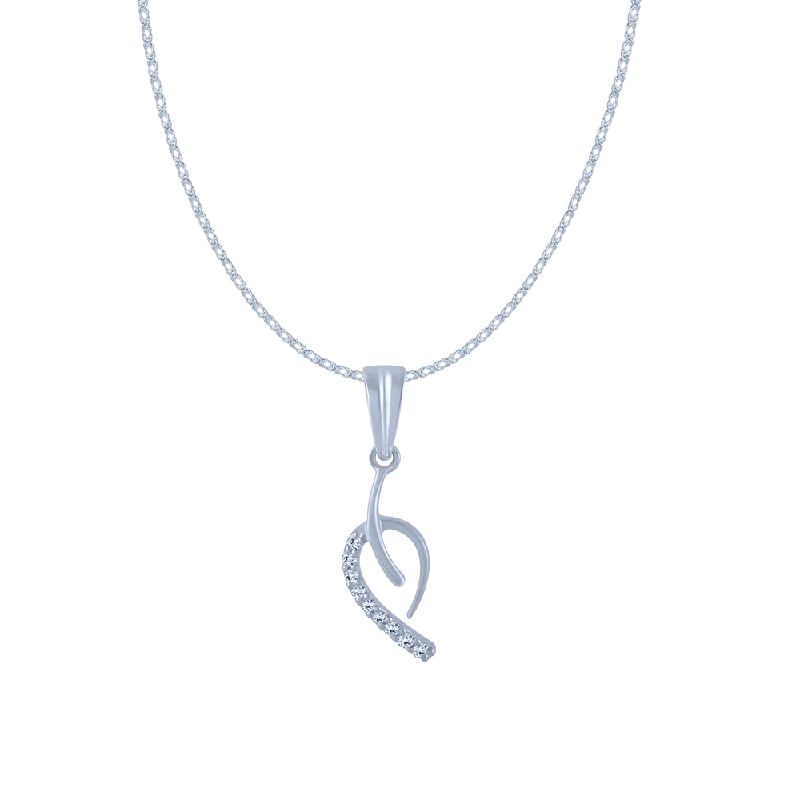 Smooth cut necklace-14KT (585) White Gold And Diamond Pendant For Women