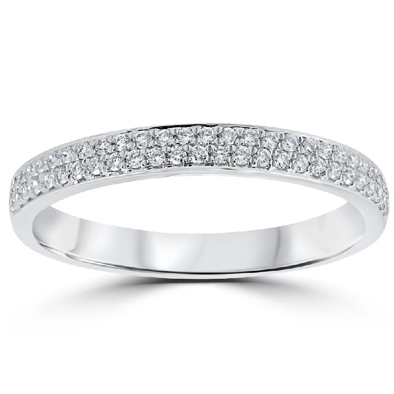 Sweeping rim ring-18k White Gold 1/4 ct TDW Diamond Micro Pave Wedding Ring