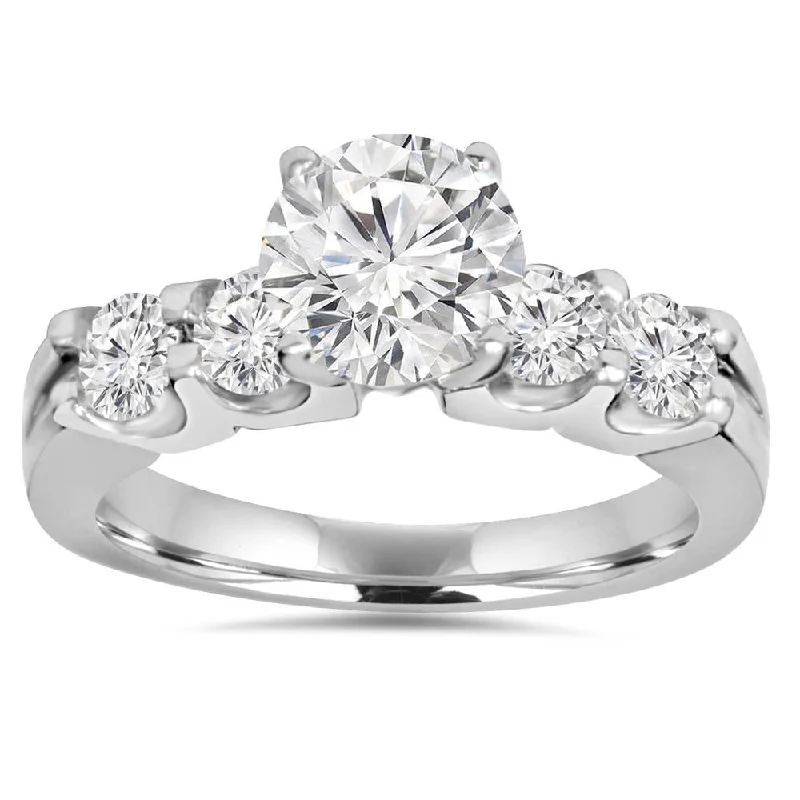 Mint leaf ring-2.30Ct Round Solitaire Diamond Engagement Ring 14K White Gold Lab Grown