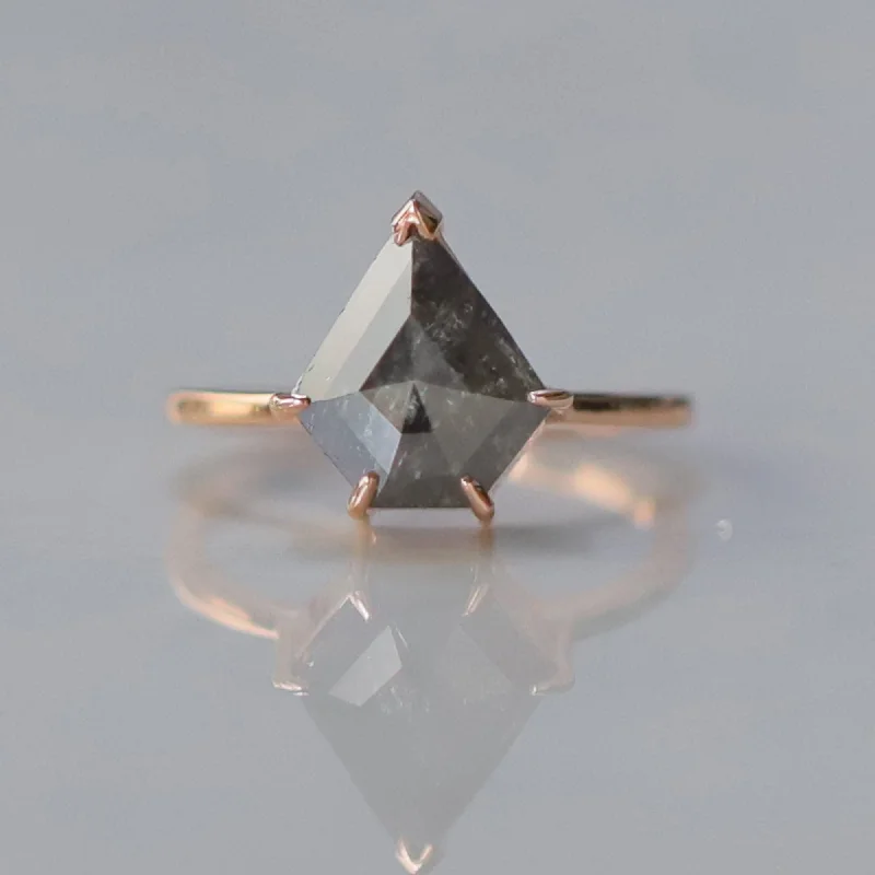 Quartz point ring-2.31 CT Salt and Pepper Pentagon Diamond Ring For Her