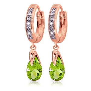 Petrified shard necklace-2.53 Carat 14K Solid Rose Gold Diamond Pear Peridot Drop Hoops