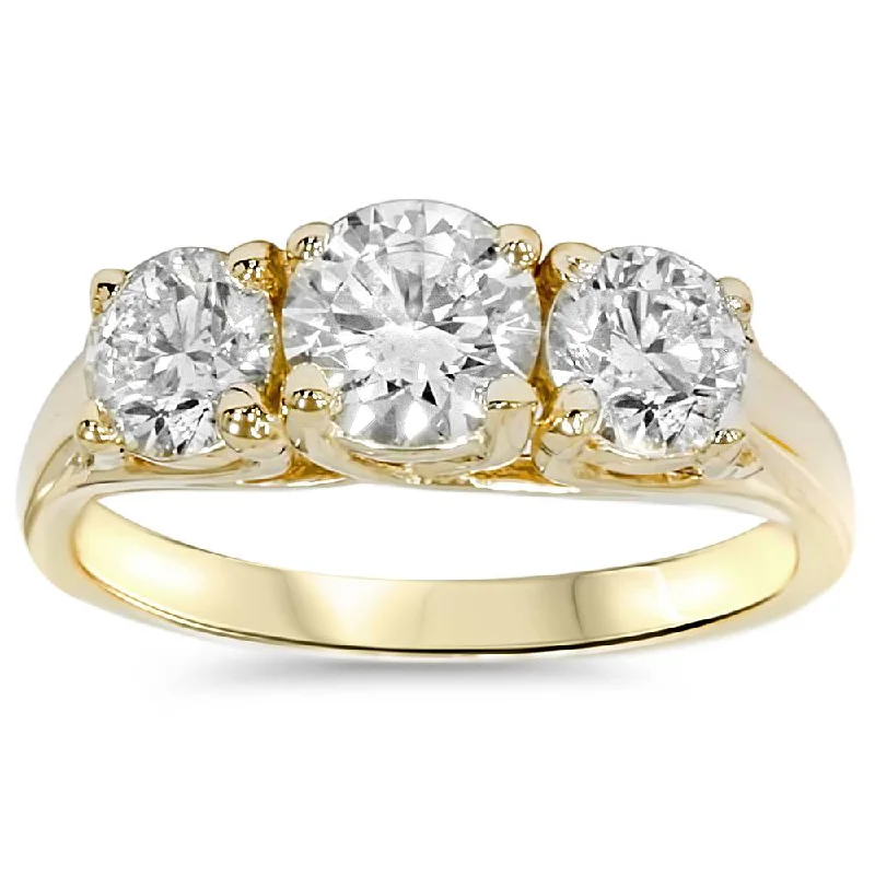 Waxed stone ring-2ct Three Stone Diamond Engagement 14K Yellow Gold Ring