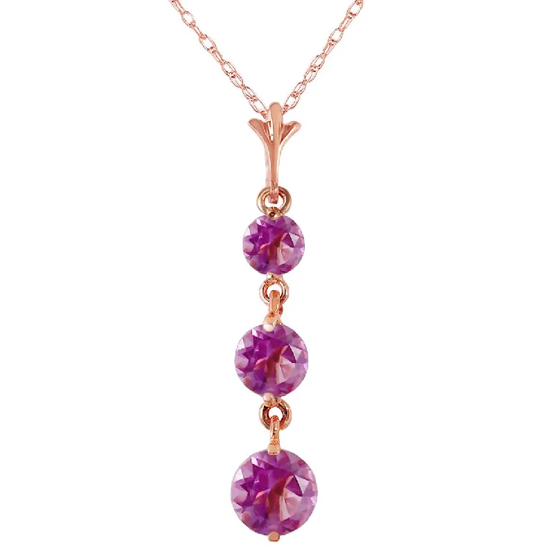 Birch husk necklace-3.6 Carat 14K Solid Rose Gold Rainfall Amethyst Necklace