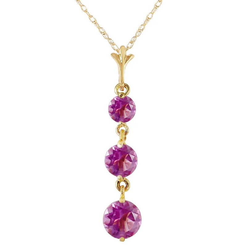 Sisal wrap necklace-3.6 Carat 14K Solid Yellow Gold Counting Kisses Amethyst Necklace