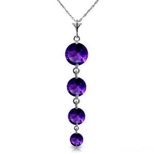 Gingham band necklace-3.9 Carat 14K Solid White Gold No Critique Amethyst Necklace