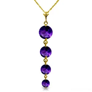 Folk print necklace-3.9 Carat 14K Solid Yellow Gold Salome's Dance Amethyst Necklace