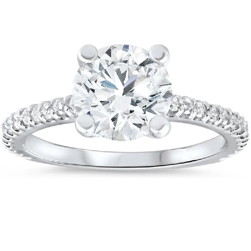 Family badge ring-3 Carat Diamond Engagement Solitaire Ring 14K White Gold Lab Grown Round Cut