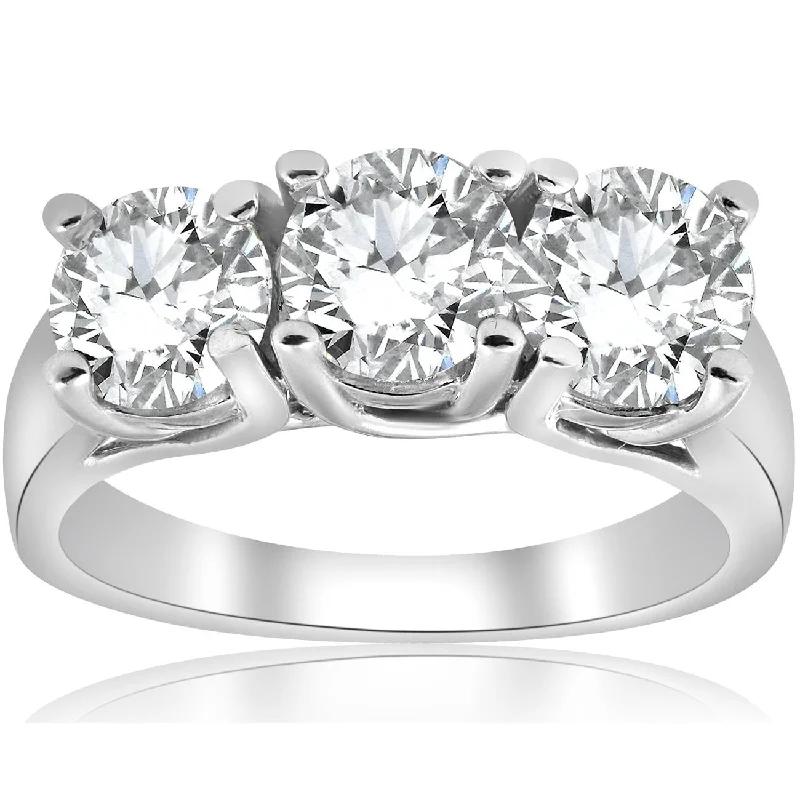 Faint check ring-3ct Three Stone Diamond Engagement Ring 14K White Gold