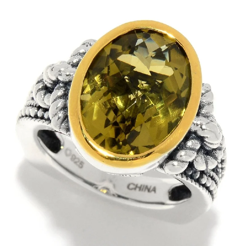 Air vent ring-5.00ctw Oval Olive Quartz Textured Solitaire Ring