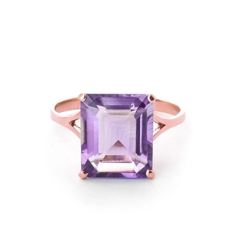 Galactic shine necklace-6.5 Carat 14K Solid Rose Gold Ring Natural Octagon Purple Amethyst