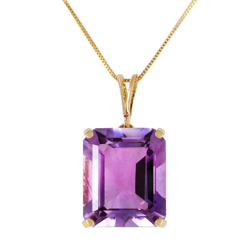 Swirl tide necklace-6.5 Carat 14K Solid Yellow Gold Necklace Octagon Purple Amethyst