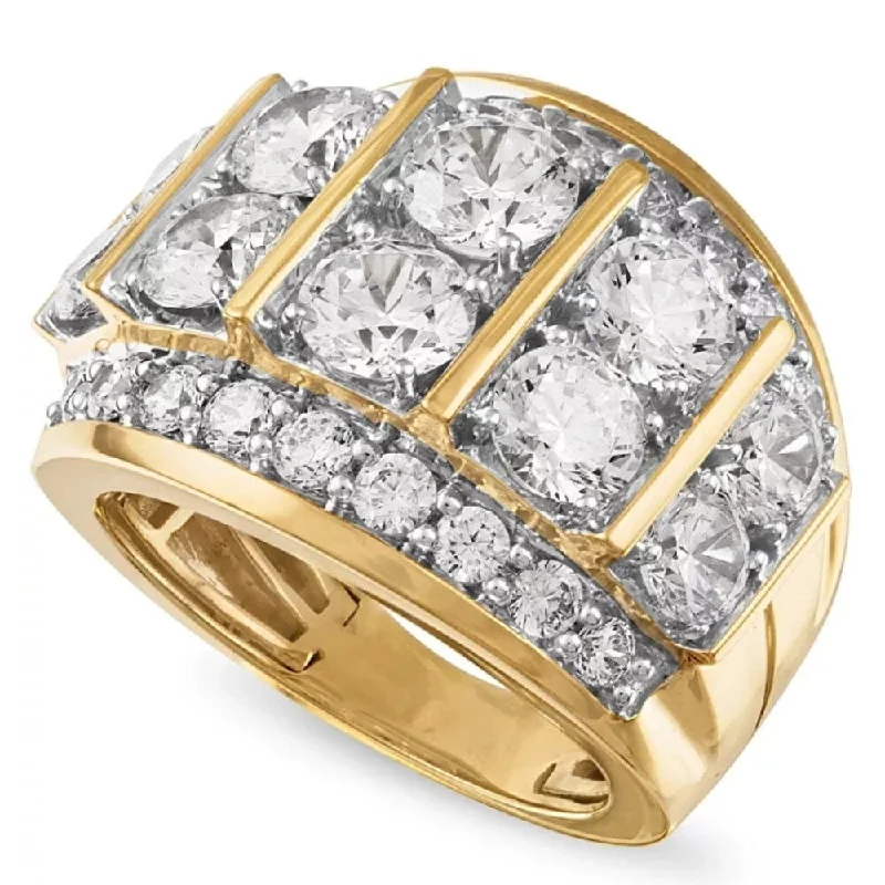 Swirl tide ring-7Ct Diamond Mens Anniversary Ring in 10k Yellow Gold