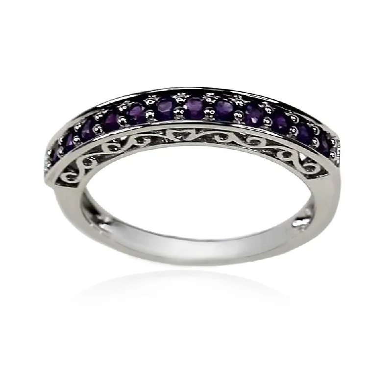 Micro bead ring-925 Sterling Silver African Amethyst Ring