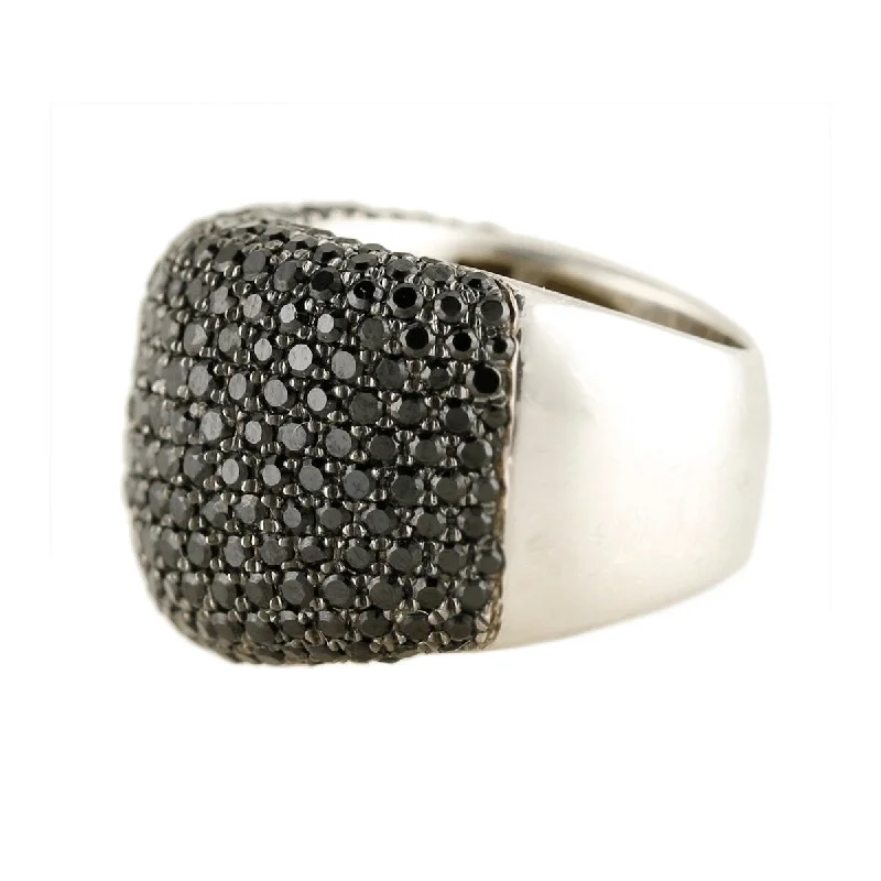 Check weave ring-925 Sterling Silver Black Spinel Band Ring