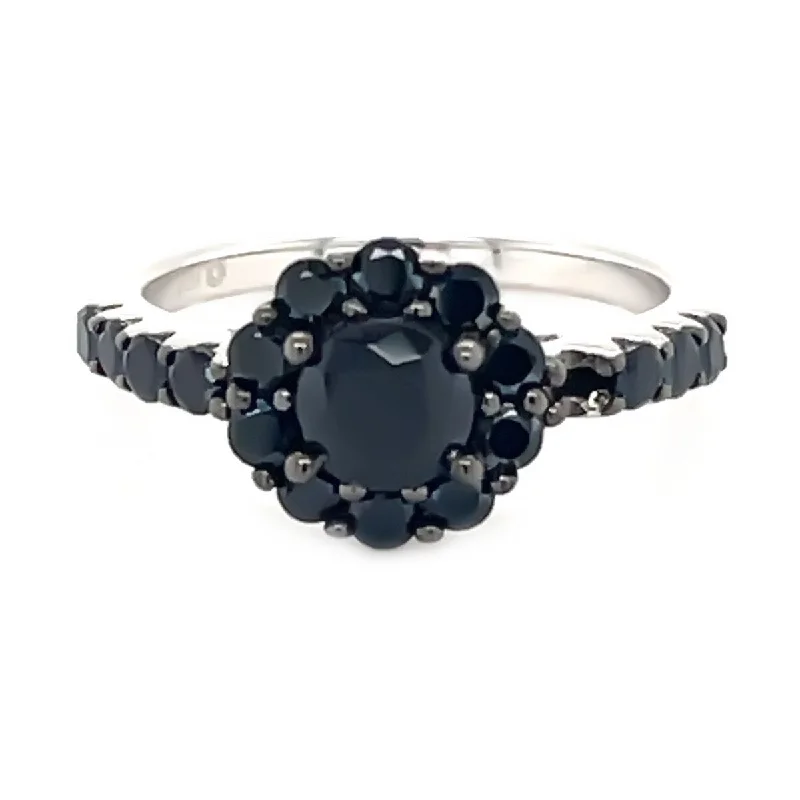 Bamboo wrap ring-925 Sterling Silver Black Spinel Ring