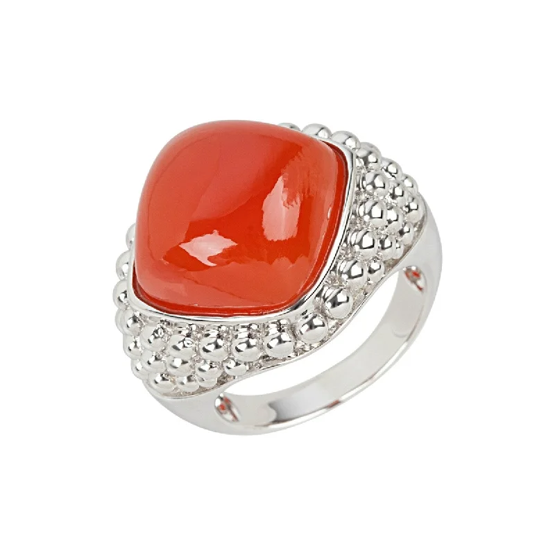 Gingham band ring-925 Sterling Silver Carnelian Ring