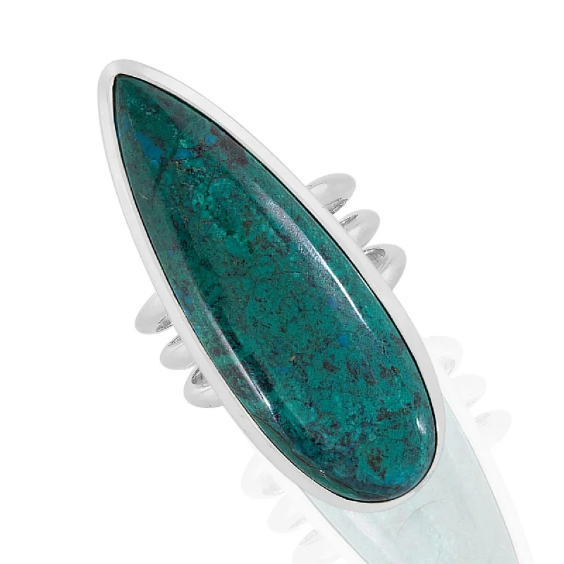 Marble fleck ring-925 Sterling Silver Chrysocolla Solitaire Ring