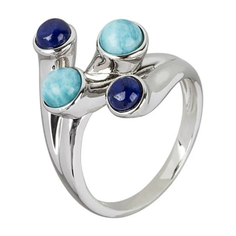 Petrified shard ring-925 Sterling Silver Larimar and Lapis Lazuli Ring