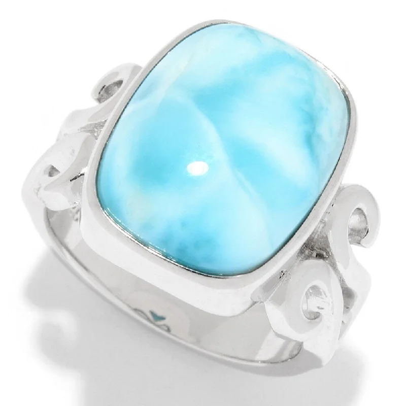 Crimped band ring-925 Sterling Silver Larimar Ring