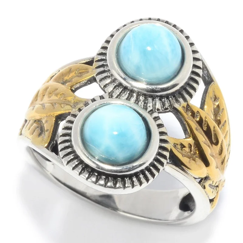 Side gem ring-925 Sterling Silver Larimar Ring