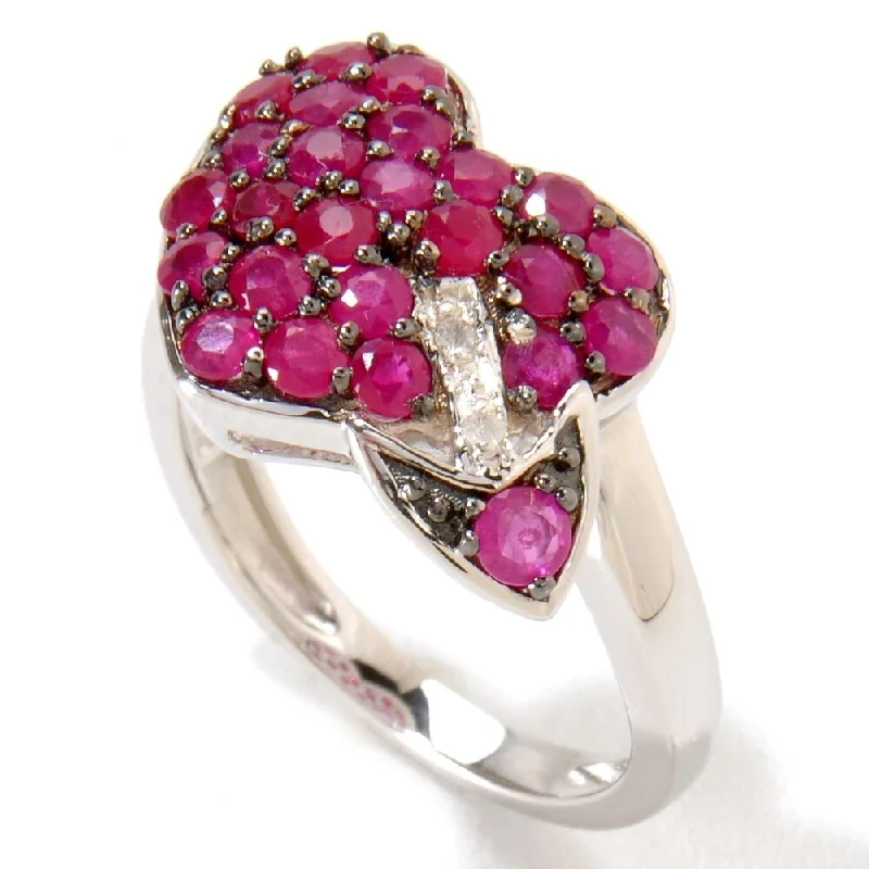 Sesame sprout ring-925 Sterling Silver Ruby and Diamond Ring