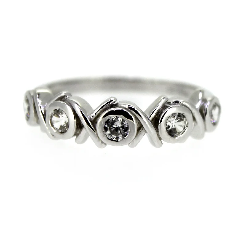 Ornate swirl ring-925 Sterling Silver White Natural Zircon Band Ring