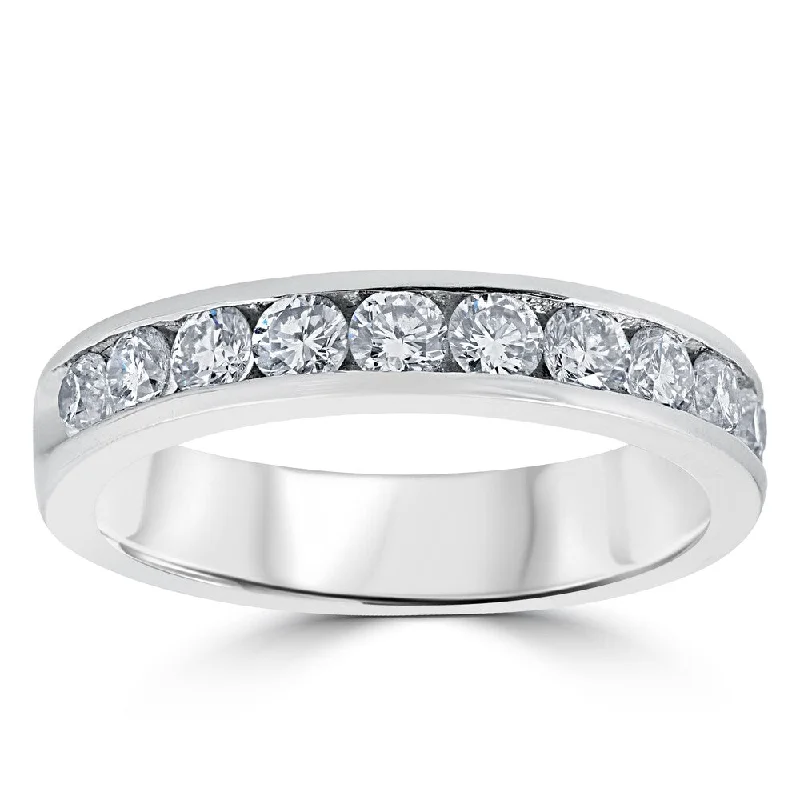 Galactic shine ring-950 Platinum 1 ct TDW Diamond Channel Set Wedding Ring - White