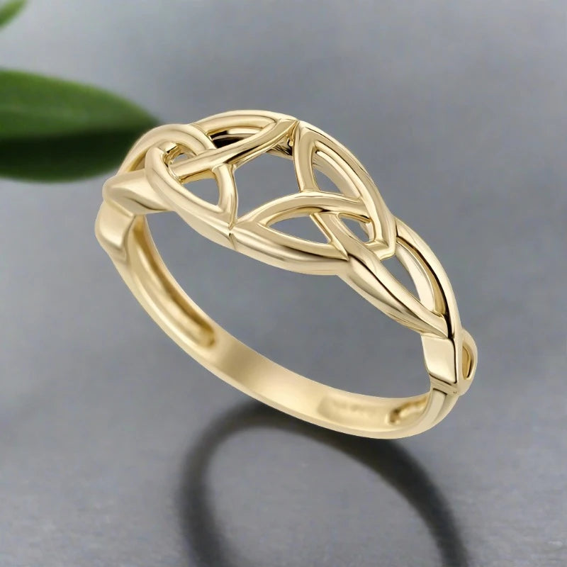 Cotton strip ring-9K Gold Celtic Knot Ring