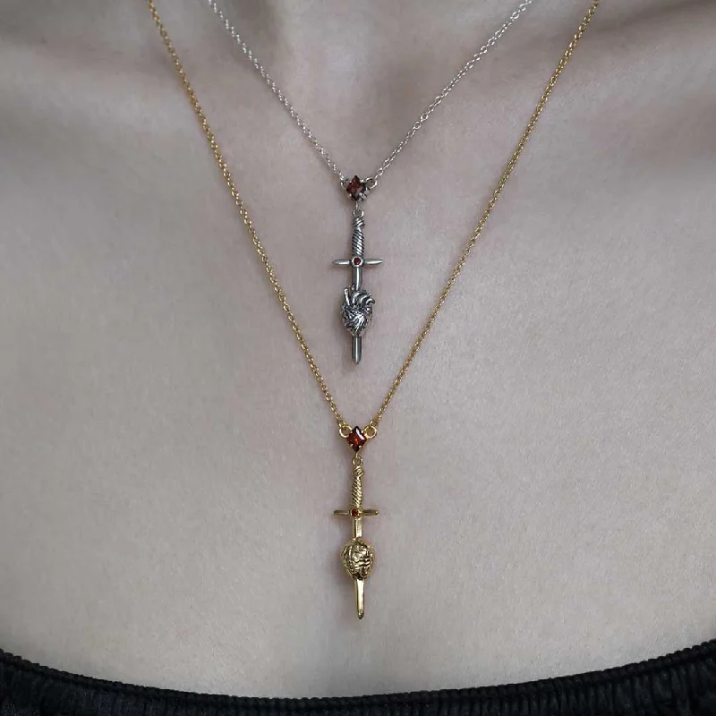 Maple bark necklace-ALL MY MIND. Sword & Brain Necklace - Gold