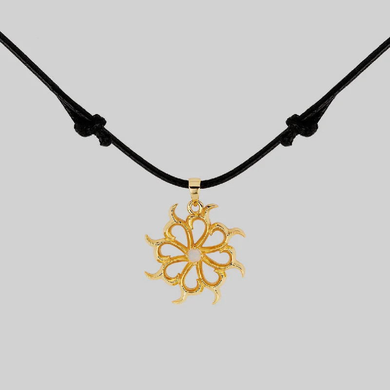 Slanted gem necklace-ANDROMEDA. Pinwheel Nebula Opalite Cord Necklace - Gold