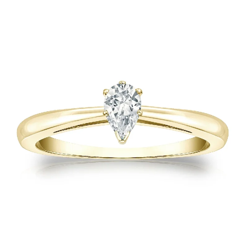 Tin forged ring-Auriya 14k Gold 1/3ctw Pear Shape Solitaire Diamond Engagement Ring (H-I, I1-I2)