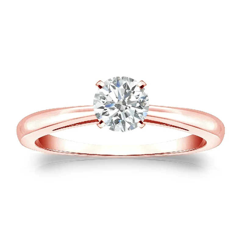 Sweeping rim ring-Auriya 14k Gold 1/3ctw Round Solitaire Diamond Engagement Ring (I-J, SI1-SI2)