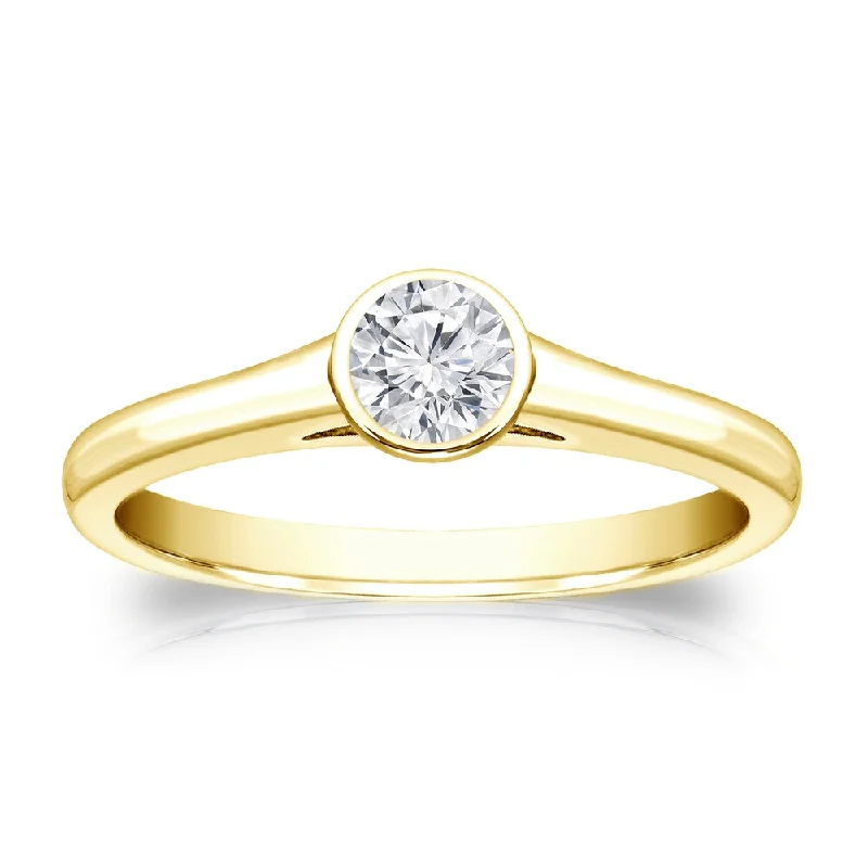 Haze glass ring-Auriya 14k Gold 1/4 carat TW Bezel-set Solitaire Diamond Engagement Ring