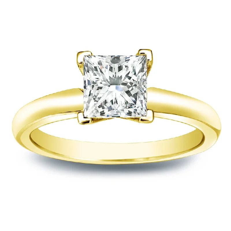 Joint clasp ring-Auriya 14k Gold 3/4 carat TW Princess-cut Solitaire Diamond Engagement Ring