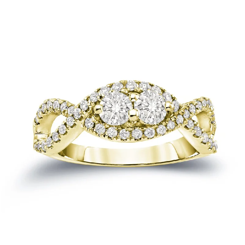 Check weave ring-Auriya 14k Gold 3/4ct TDW Infinity-Inspired Round 2-Stone Diamond Engagement Ring