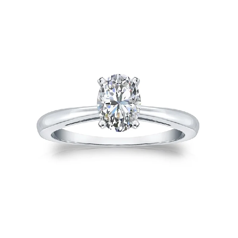 Clustered stone ring-Auriya 14k Gold 3/4ctw Oval-cut Solitaire Diamond Engagement Ring (G-H, VS1-VS2)