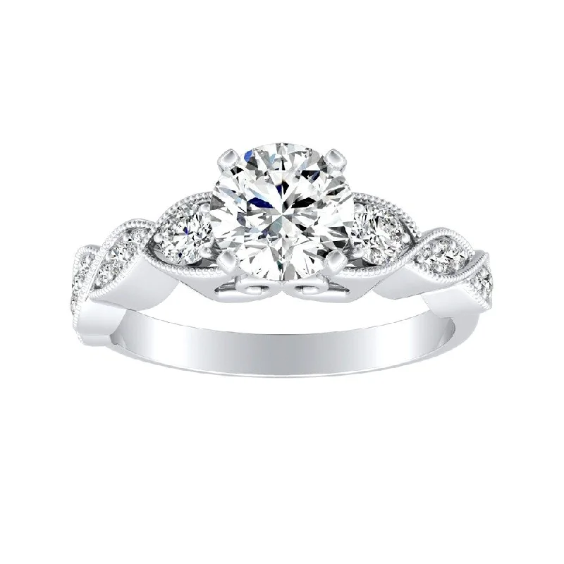 Tin forged ring-Auriya 14k Gold Vintage Round 2ct Moissanite and 1/4ct TDW Diamond Engagement Ring (G-H, VS1-VS2)