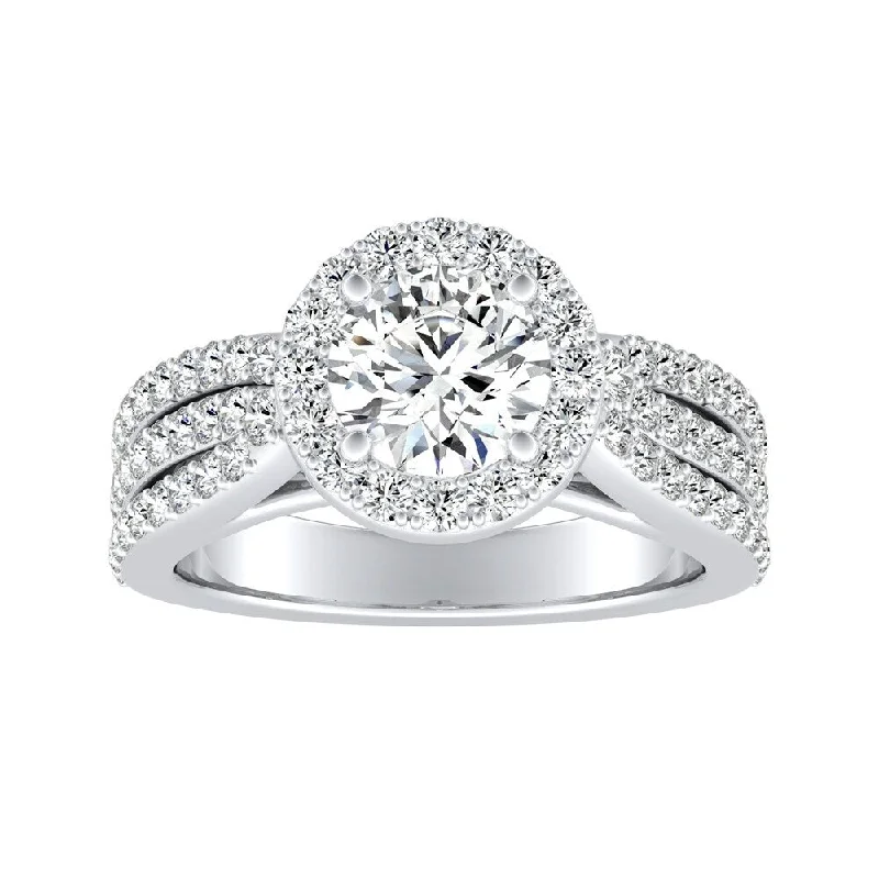 Faint check ring-Auriya 2ct Round Moissanite and 3/4ct TDW Halo Diamond Engagement Ring 14k Gold (G-H, VS1-VS2)