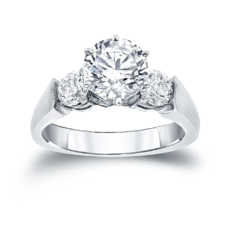 Gaelic braid ring-Auriya Classic 1/2ct TDW Round 3-Stone Diamond Engagement Ring 14k White Gold