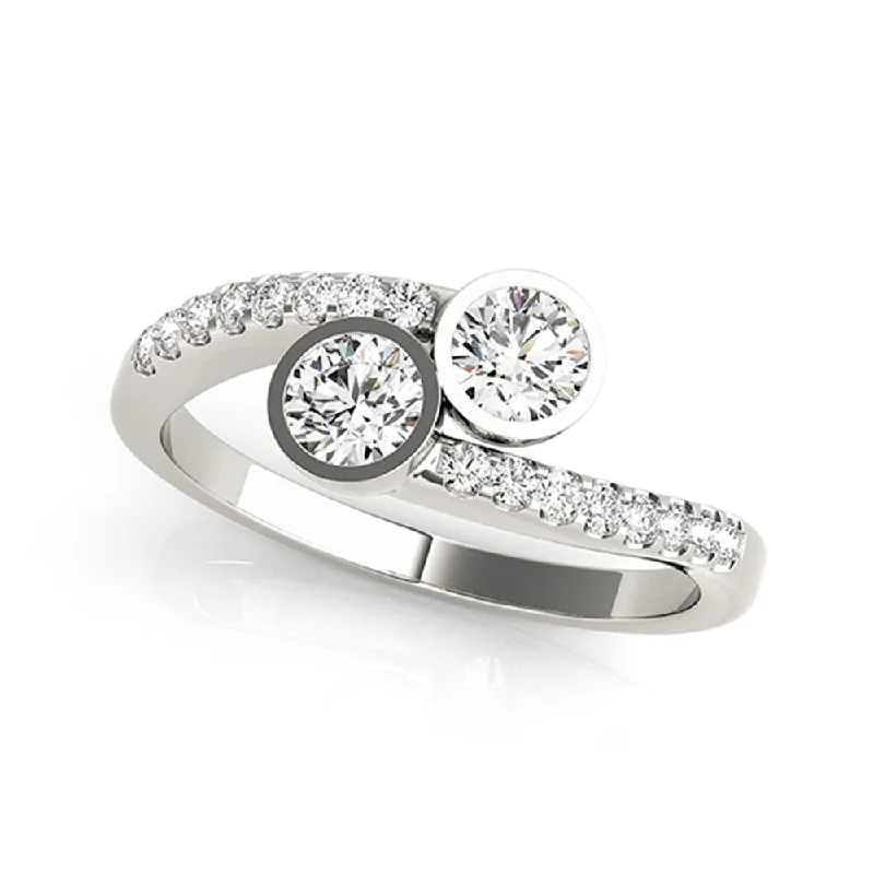 Matte band ring-Auriya Modern Diamond Bezel 2-Stone Engagement Ring 3/4ct TDW 14k White Gold