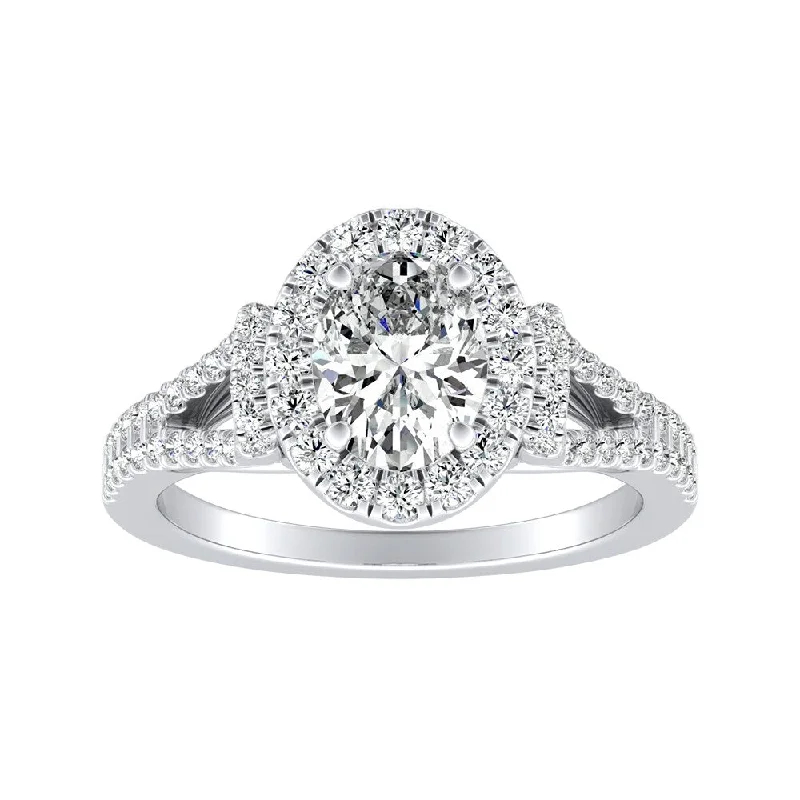 Tinted quartz ring-Auriya Platinum 1 1/10ctw Modern Oval Diamond Engagement Ring (H-I, SI1-SI2)