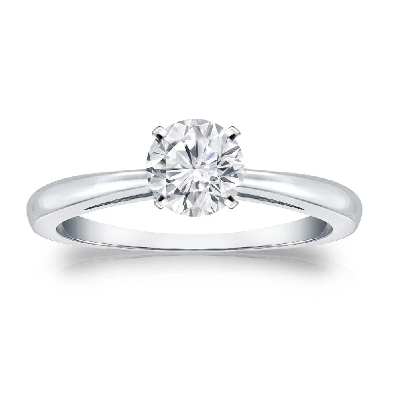 Orchid bloom ring-Auriya Platinum 1/2ctw Round Solitaire Diamond Engagement Ring