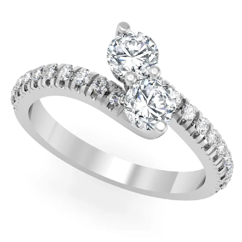 Pitted finish ring-Auriya Round 2-Stone Diamond Engagement Ring 2ct TDW 14K Gold